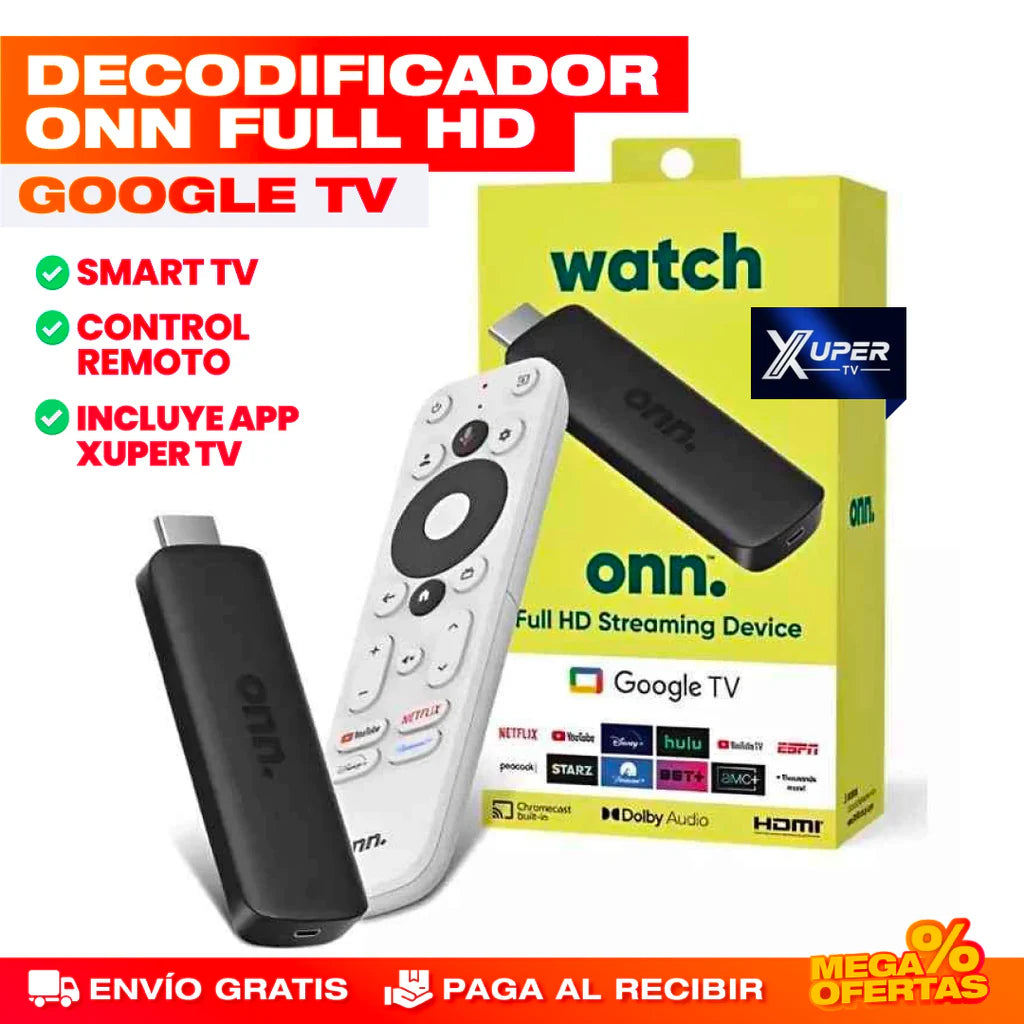CONVERTIDOR SMART TV DE GOOGLE CON CONTROL REMOTO (Incluye XUPER TV)